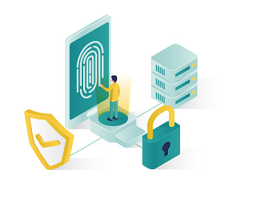 Data Security Isometric Illustration amazing data design good illustration isometric man mobile phone password people professional protect protection protector security smart phone technology touching vector website