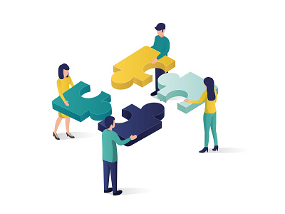 Teamwork Concept Isometric Illustration business cooperation design envato for illustration illustrator isometric isometric design isometric illustration man partnership people professional team teamwork vector website woma working