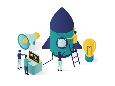 Teamwork Concept Isometric Illustration 10 amazing business creative design for idea illustration infographic landing page loading man print rocket super team teamwork illustration teamwork isometric website woman working