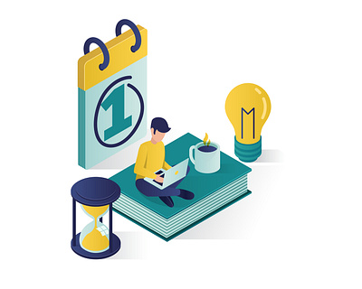 Booking a schedule Isometric Illustration agenda appointment business calendar communication countdown date design event good graphic hourglass icon illustration isometric landing page man schedule student website