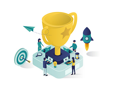 Reaching the Success Isometric Illustration amazing business cooperation design good graphic illustration infographic isometric landing page people professional reach success team teamwork teamwork illustration teamwork isometric vector website