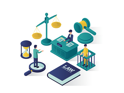 Justice And Law Isometric Illustration amazing case crime design good illustration infographic investigation isometric judge judgement justice landing page law nice people professional situation vector website