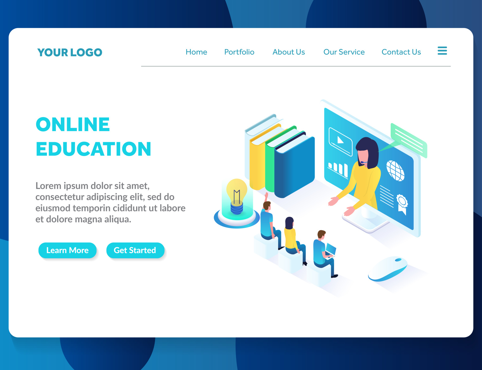 online education website landing page template by Rizal on Dribbble