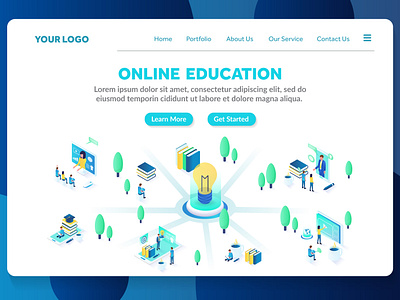 online education city website landing page template