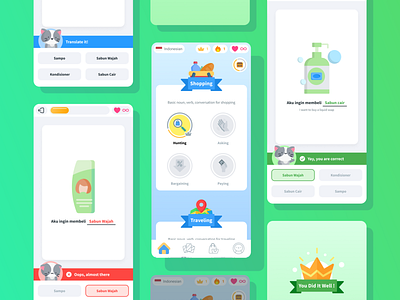 Language Learning App app language learning playful ui
