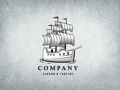 Classic Galleon Logo boat business cargo commercial container delivery export freight industrial industry nautical ocean port sea ship shipping trade transport transportation vessel