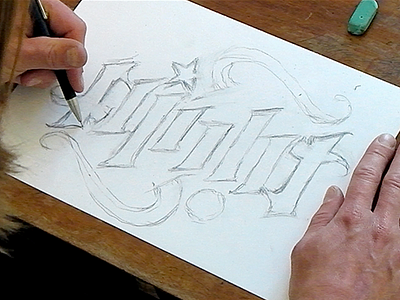 N Process 1 ambigram battle lettering process sketch