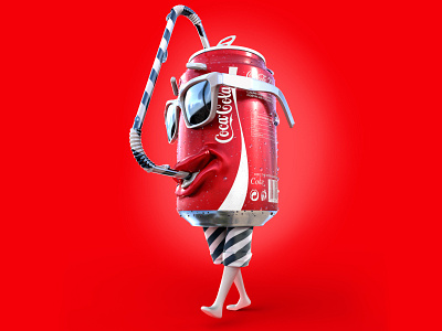 Coca Cooling Circuit 3d 3d art character coca cola coke cooling circuit creative damian damian sturm drink joke straw visual idea