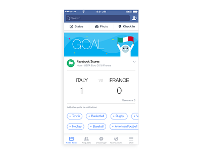 Facebook Home Notifications design facebook notifications scores soccer sports ui ux weather