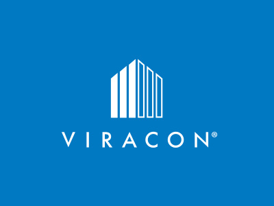 Viracon Logo - Inversed blue brand branding futura glass logo mark viracon