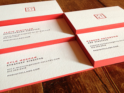 PHDL Business Cards black branding business cards digital identity minneapolis red stationery