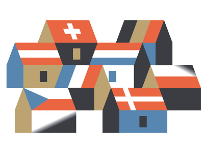 Cottages cottage ferienhaus houses illustration immobilien real estate vector vektorgrafik