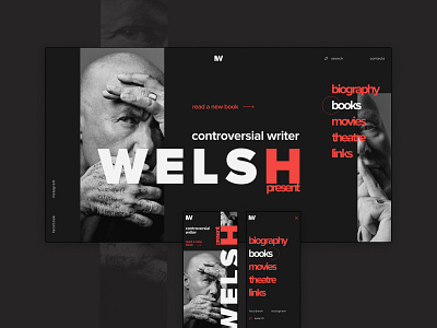 Concept. Irvine Welsh. adaptive adobe photoshop adobe xd clean dark design desktop figma minimal minimalism promo style typography ui ux web