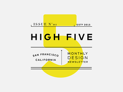 High Five grey newsletter number typography yellow