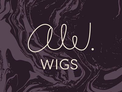 AW Wigs Logo artist brooklyn creme lettering logo marble purple signature smallbiz wigs