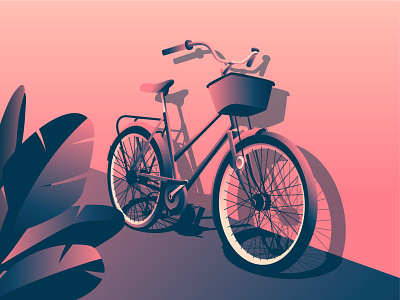 Bicycle afternoon bicycle bike chill cycle gradient illustraion pallete transportation vector