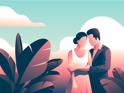 Romantic Couple couple couples gradient illustration leaves love romantic tropical vector wedding