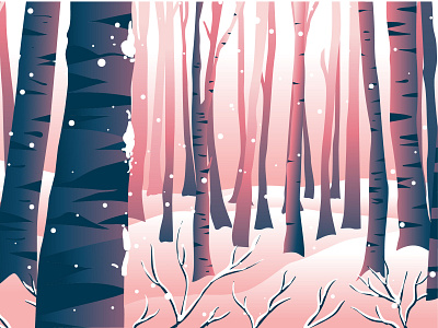 Winter Forest forest gradient illustration landscape scene snow vector view winter