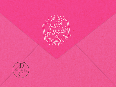 Hello Dribbble! debut envelope first shot hand lettered hand lettering mail pink