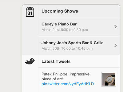 Twitter and Facebook Events Feed