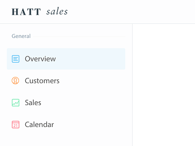 CRM · Sidebar Nav calendar crm customers icons nav overview sales sidebar