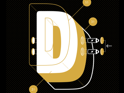 Exploded D 3dtype black energy exploded gold sketch typo typography