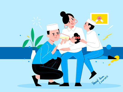 A friend's family animation branding design flat icon illustration typography vector 平面