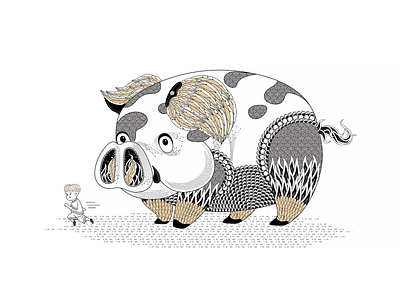 Pig animation design flat illustration vector 平面 插图 设计