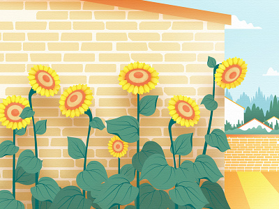 sunflower design flat illustration ui