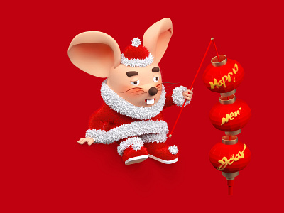 The Spring Festival mascot -- mice 01 animation c4d design flat illustration vector 一家人 平面 插图 设计