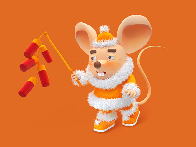 The Spring Festival mascot -- mice 03 animation c4d design flat illustration vector 一家人 平面 插图 设计