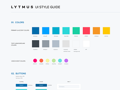 UI Style Guide clean colors dashboard guide interface product style guide web