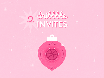 2X Dribbble Invites christmas dribbble holiday illustration illustration invitation invites ornament pink sparkle vector vintage