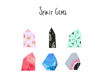 Spirit Gems bright chakra crystals gem gemstone graphic multicolor pattern design rock rocks spirit