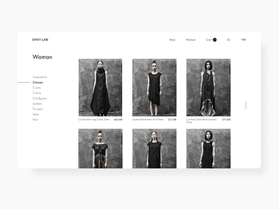 ENVY LAB catalog clean design e commerce ecommerce fashion online store product card ux web design white