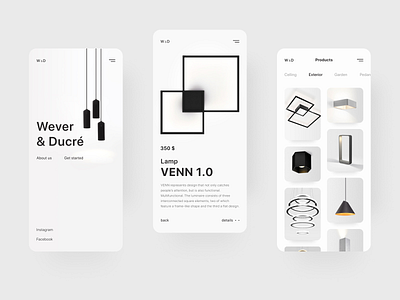 Wever & Ducre cart catalog clean concept ecommerce mobile online store product card ui ux white