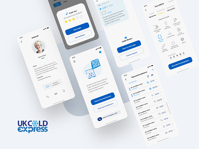 UKCOLDExpress App UI Presentation app cold design express graphicdesign illustration main page maintenance minimal minimalist mobile app repair service simple solution ui uk ukcold user profile ux