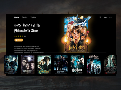 视频网页界面丨Harry Potter电视首页 app ui 电视