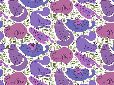 Pattern with cute trendy cats