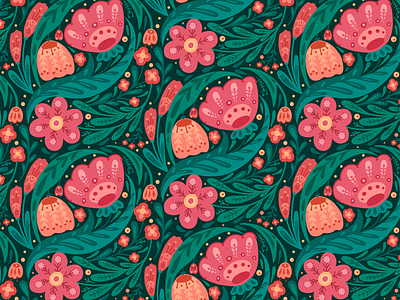 Floral pattern with folk decoration