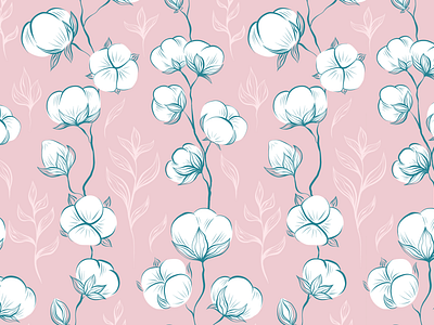 Pattern with cotton plants