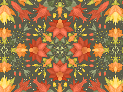 Floral pattern with mandalas of flowers