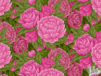 Lush peonies pattern branding cartoon deluxe fabric floral graphic design nature pattern wallpaper