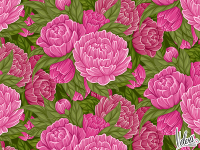 Lush peonies pattern