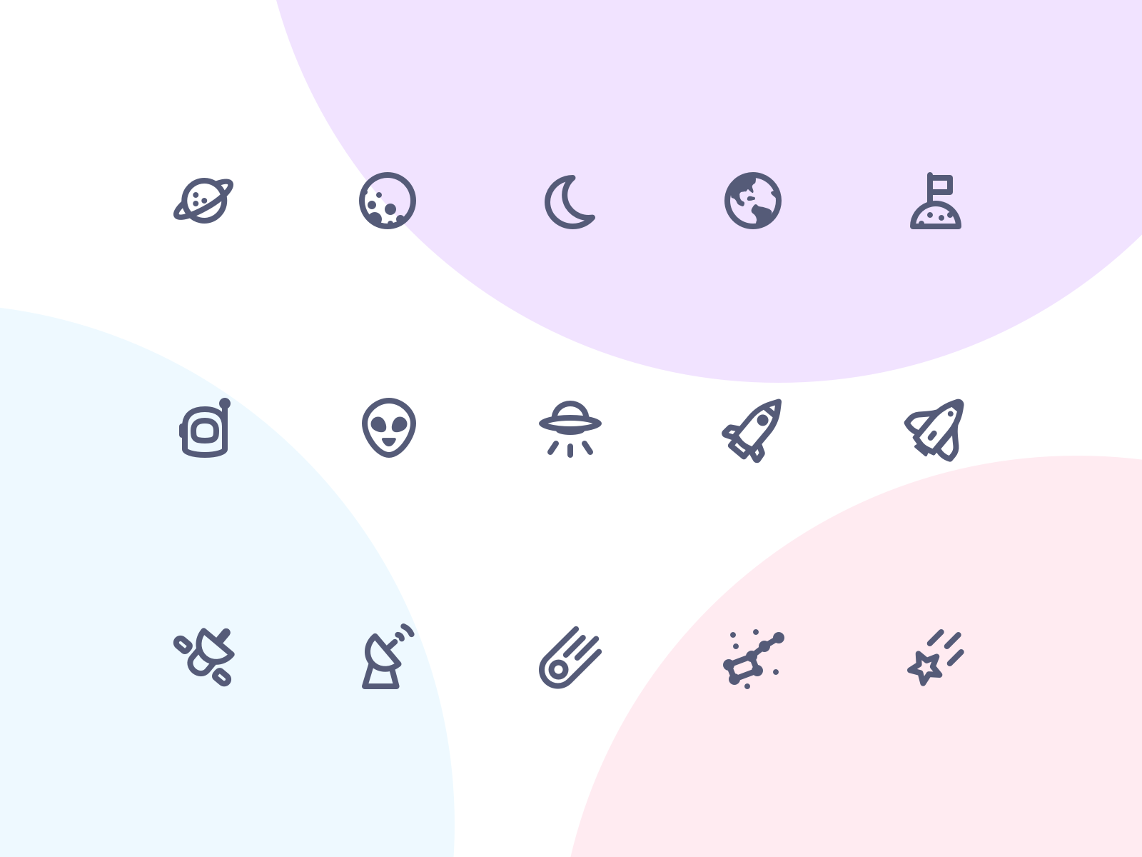Jollycons - Space - Icon Set alien icon set icons jollycons launch moon outline rocket rounded satellite saturn space star ufo vector