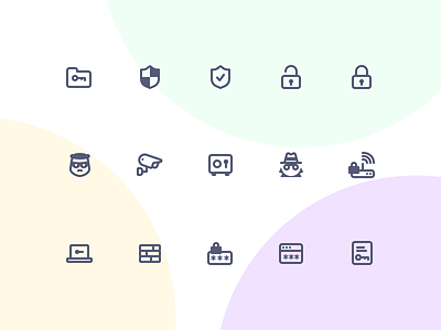 Jollycons - Privacy & Security - Icon Set design system icon set icons jollycons outline passcode password protect rounded security vault vector
