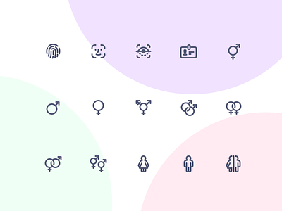 Jollycons - Identity - Icon Set bisexuality design system fingerprint gender heterosexuality homosexuality icon set icons identify identity jollycons outline rounded vcard vector