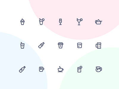 Jollycons - Drinks - Icon Set beer champagne cocacola coffee design system drink drinks glass icon set icons jollycons milkshake outline rounded tea vector whiskey wine