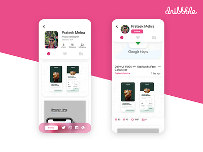 Daily UI #006 — Dribbble Profile Redesign app branding daily 100 challenge daily ui dailyui design dribbble redesign ui ux