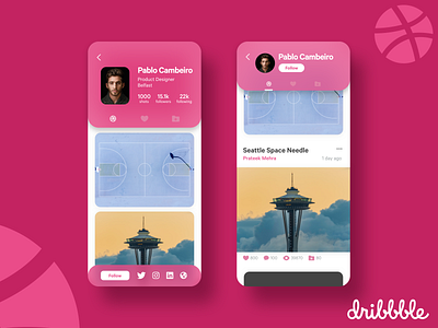 Daily UI #006 — Dribbble Profile Redesign (Redo) app branding daily 100 challenge daily ui dailyui design dribbble redesign ui ux